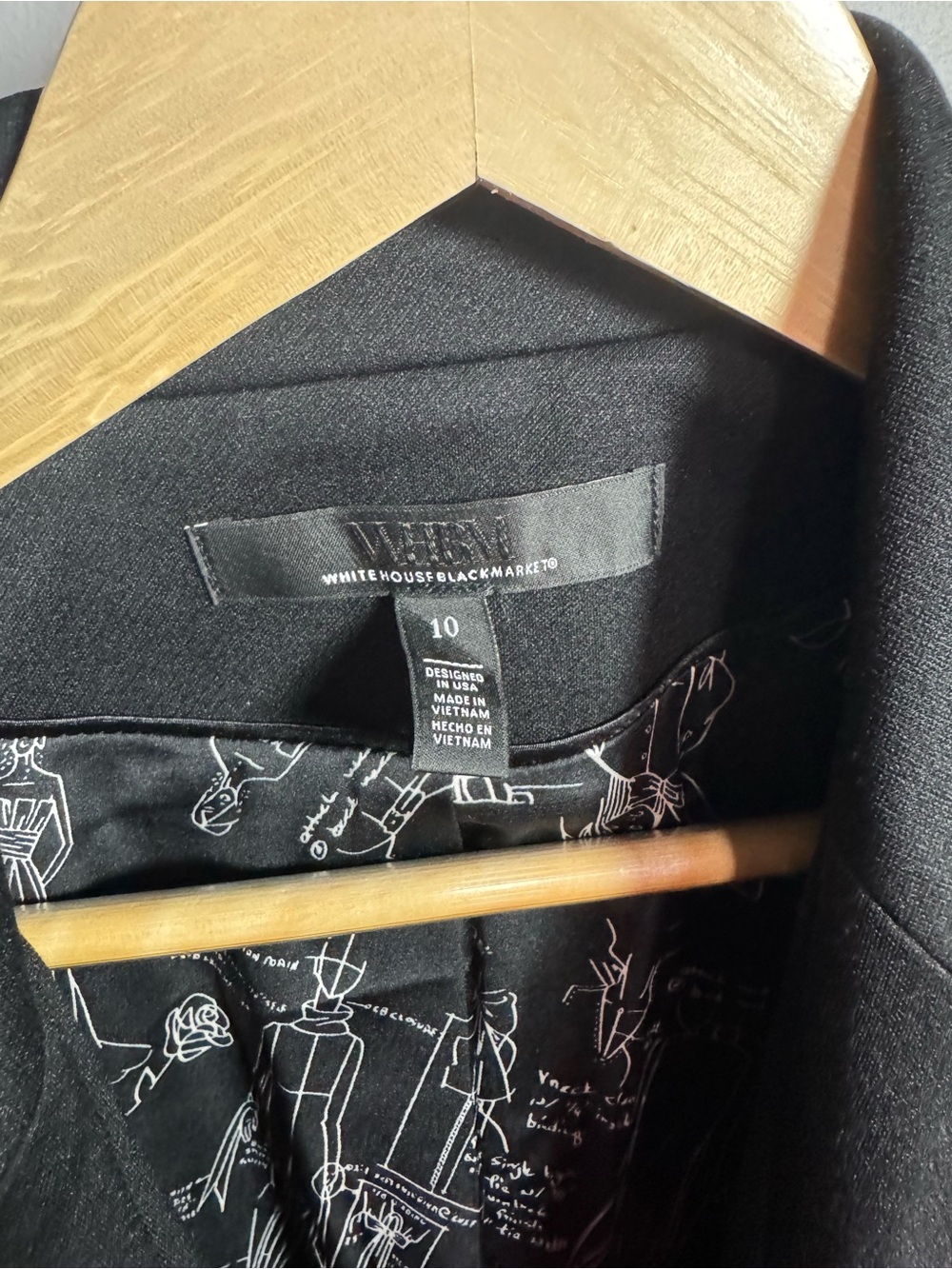 White House Black Market Black Women's Blazer with Illustrated Lining